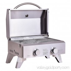 Gymax 2 Burner Portable BBQ Table Top Propane Gas Grill Stainless Steel
